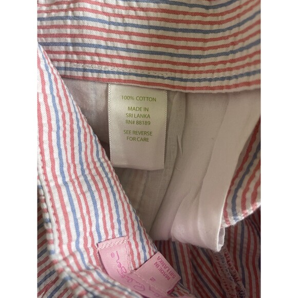 Lilly Pulitzer Women's Size 2 Buttercup Blue/Pink Seersucker Shorts Scallop Hem‎ - Picture 6 of 6